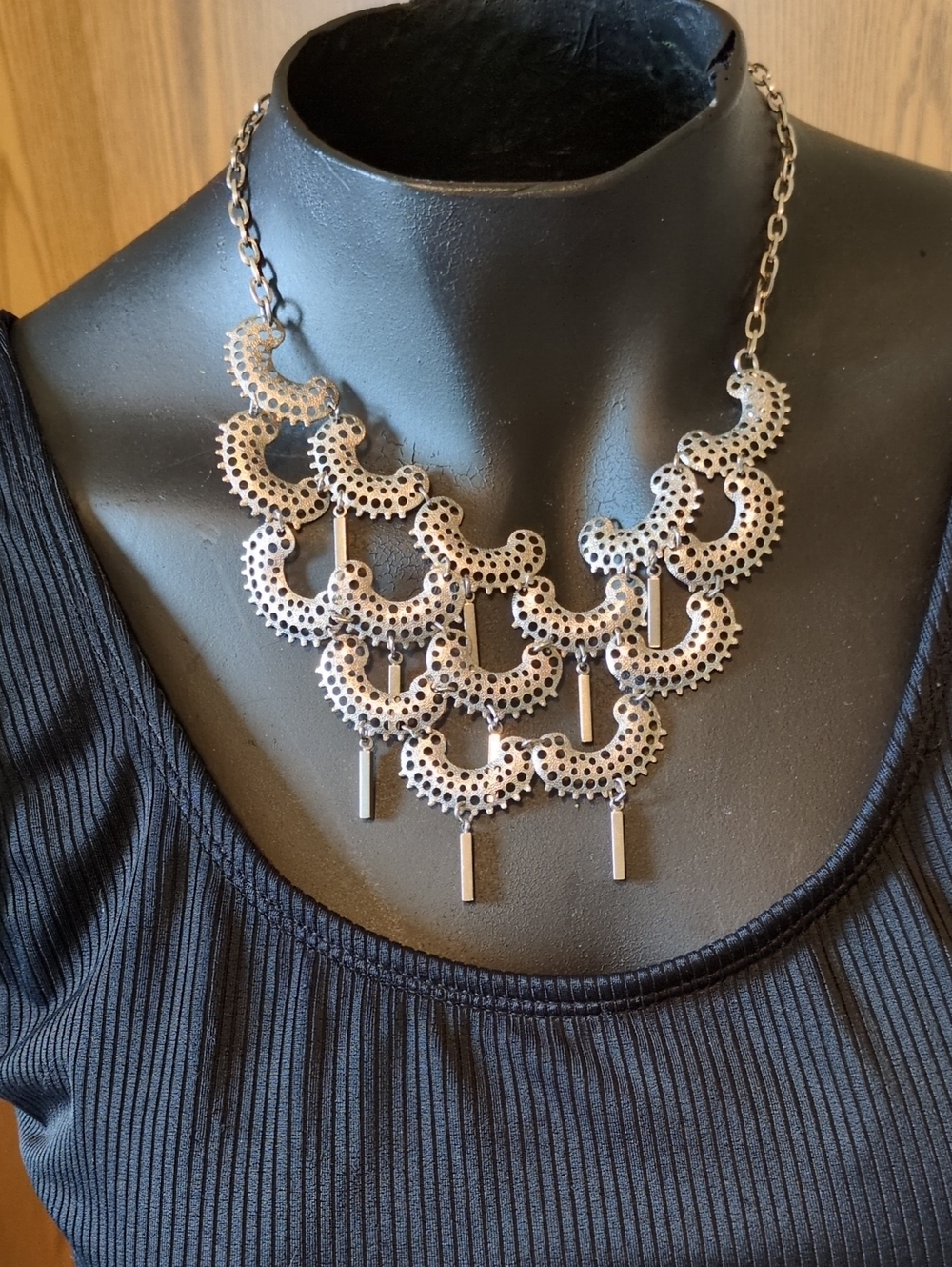 Contemporary Silver-Tone Layered Cascade Necklace